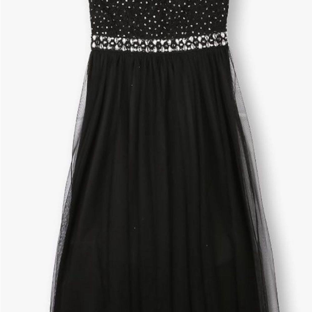 Speechless Kids Girls Black High Neck Romper Maxi Walk-Through Party Dress, 16